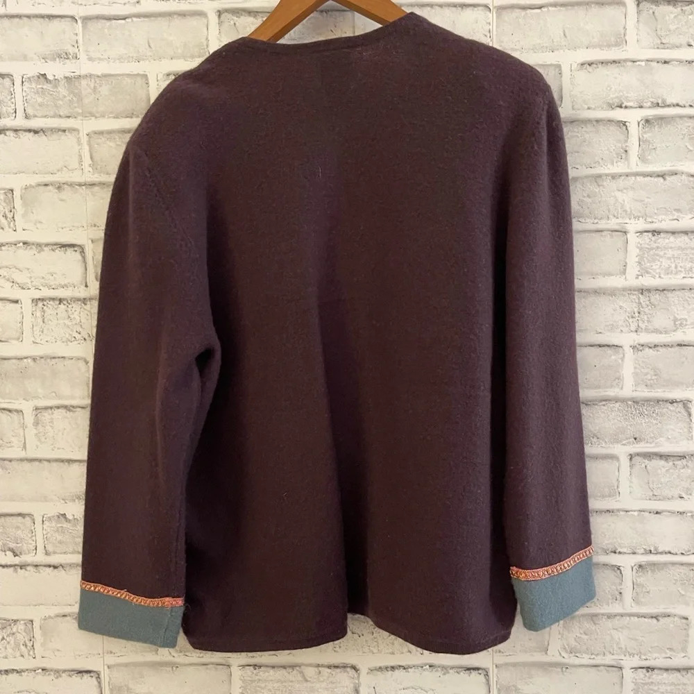Women’s KORET embroidered embellished 100% wool patchwork sweater PM - Picture 2 of 6